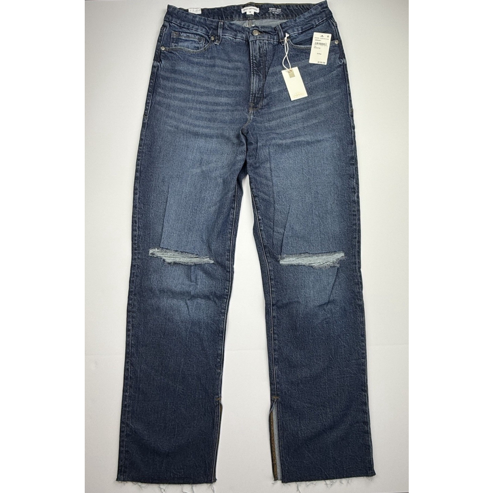 Good American Good Boy Split Hem High Waisted Straight Leg Jeans 15 Plus 32x32 - Picture 4 of 11
